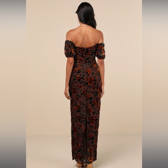 Lulu's Brown Orange Ruffled Gown - Picture 2 of 11